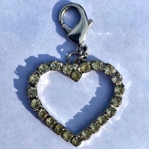 Pale Yellow Rhinestone heart Charm | Keychain